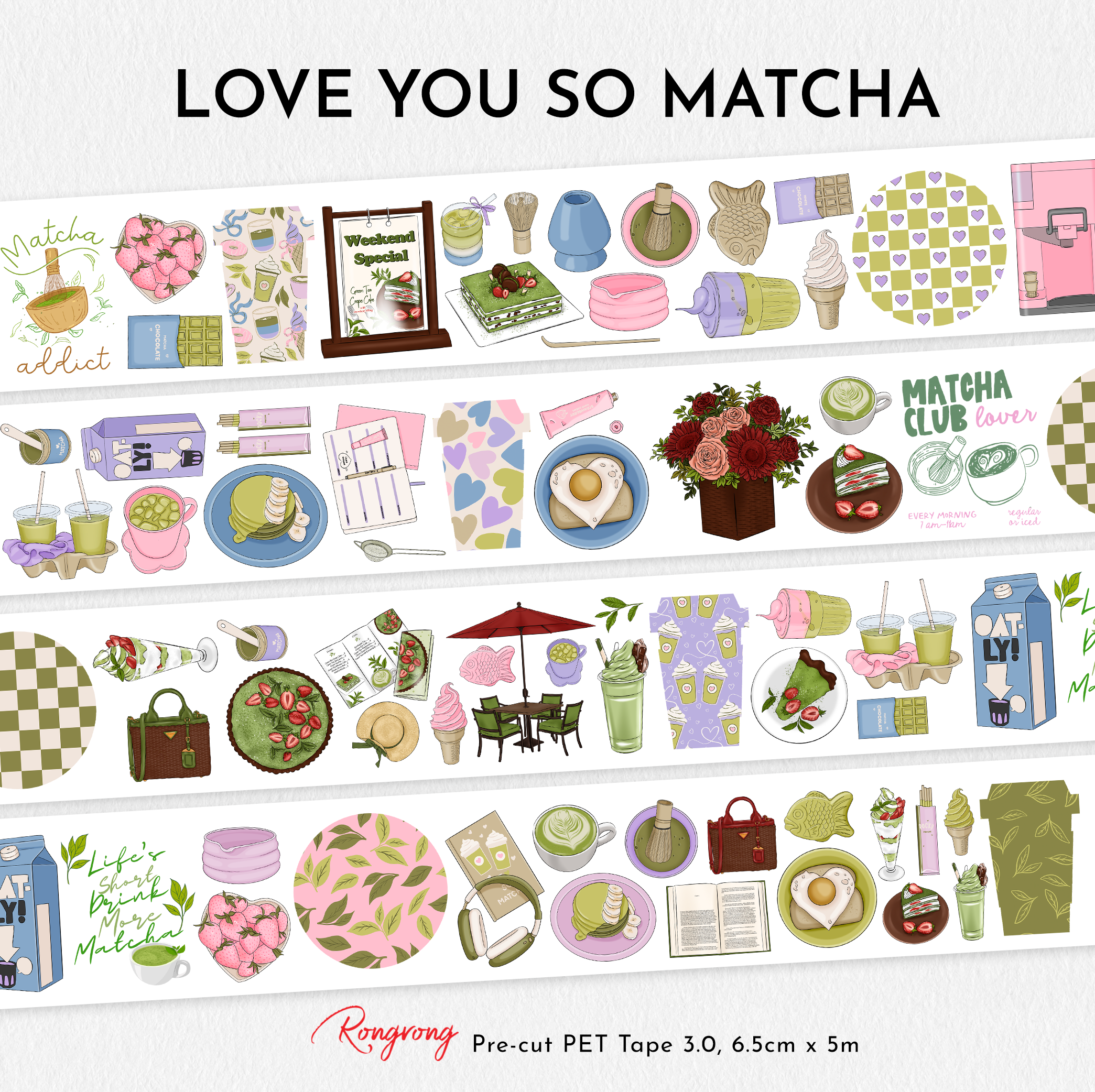 Love You So Matcha Pre-cut PET Tape [3.O]