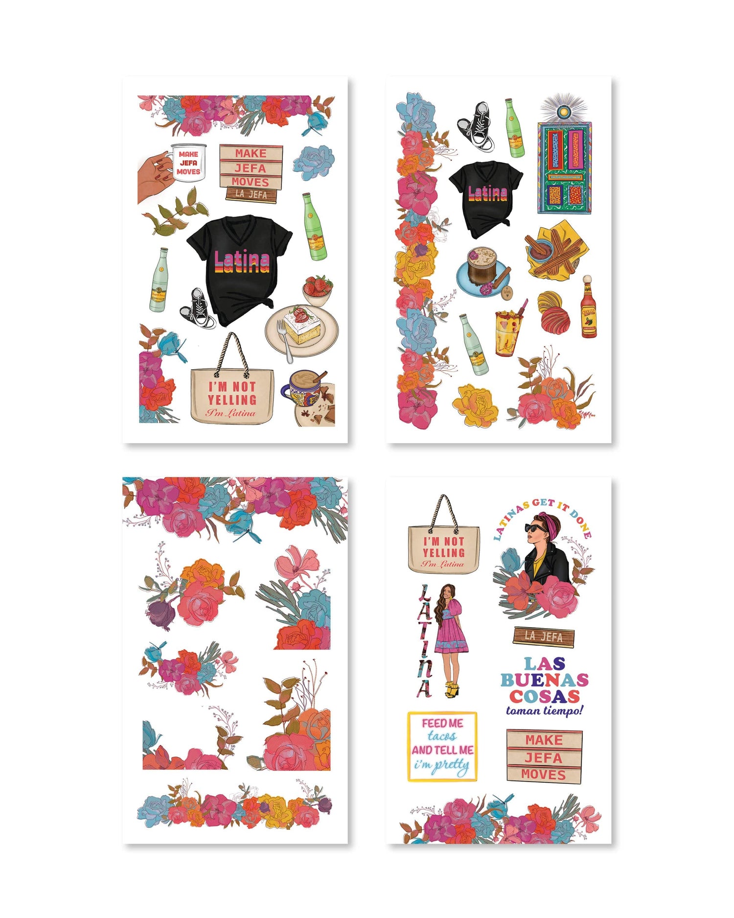 These stickers showcase festive imagery, including papel picado and bright floral designs, perfect for enhancing your planner.