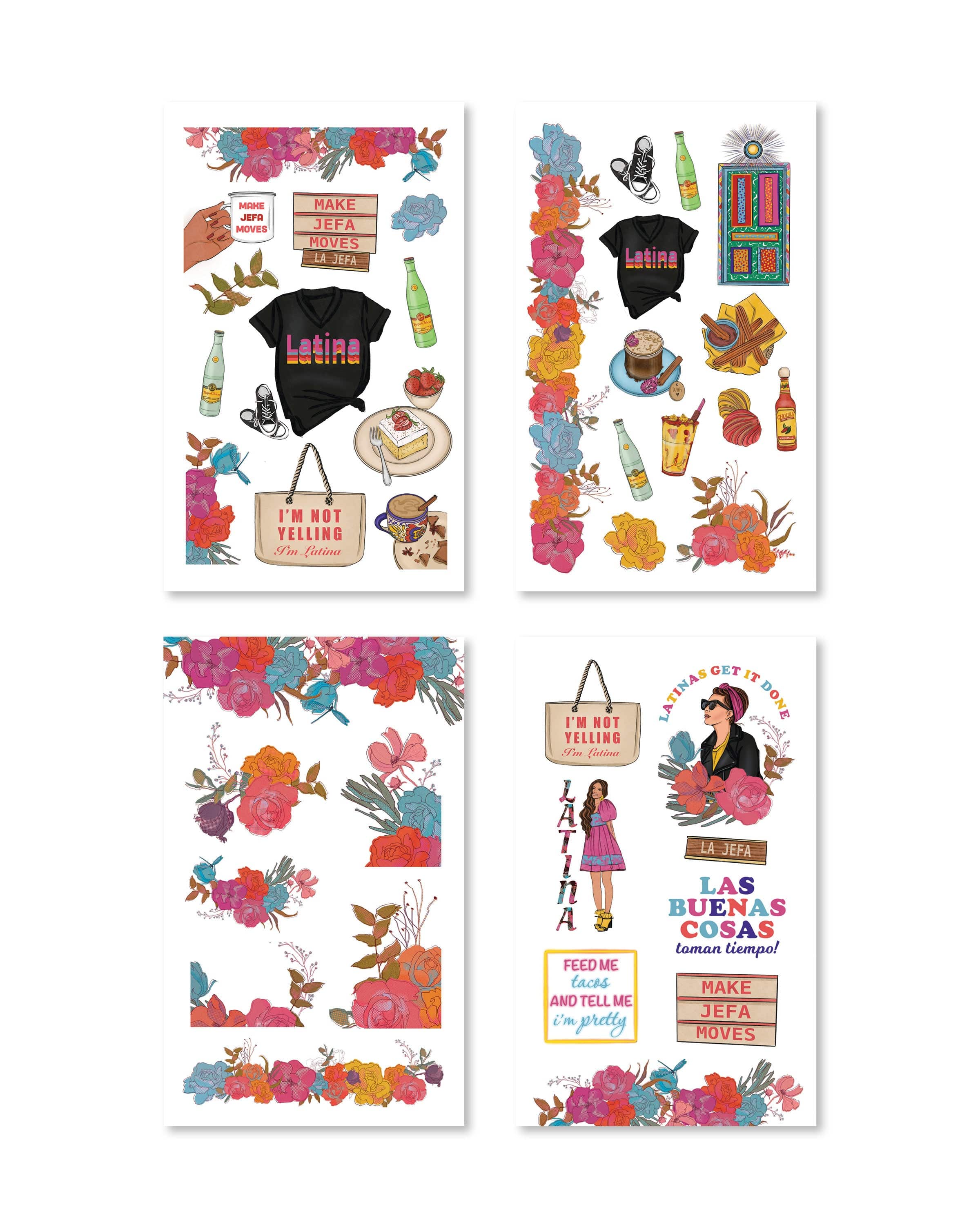 These stickers showcase festive imagery, including papel picado and bright floral designs, perfect for enhancing your planner.