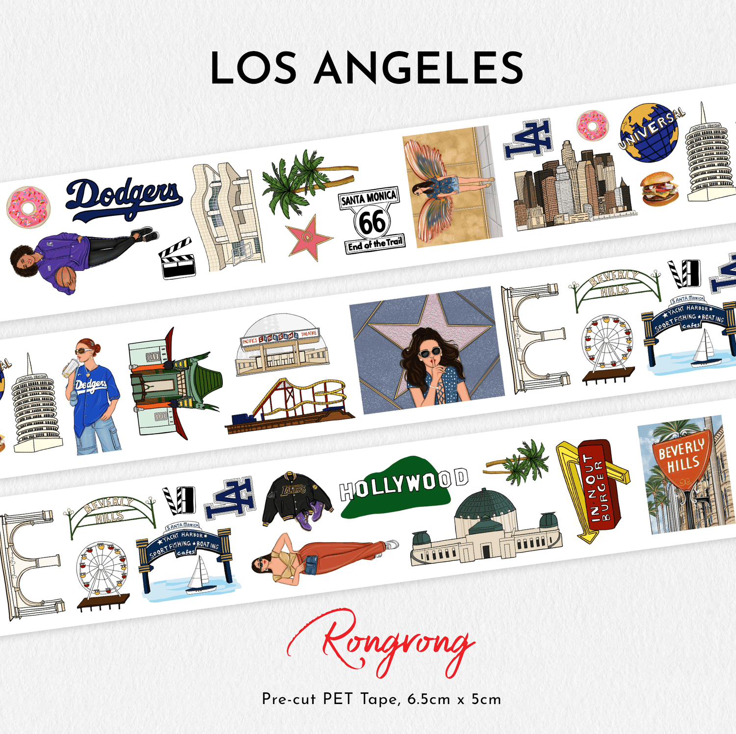 ca 新作 オリジナル PETテープ 5種 シール Los Angeles Pre-Cut PET Tape – California Sticker Tape for