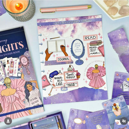 Self care sticker book showcase
