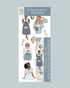 Maison Bleu Vintage Blue Ephemera Sticker Sheet Set featuring elegant fashion illustrations in soft blue and cream tones, vintage-inspired dresses, pearl accents, cameo jewelry, teacups, bows, keys, and classic ephemera elements for planners, scrapbooks, junk journals, and memory keeping.