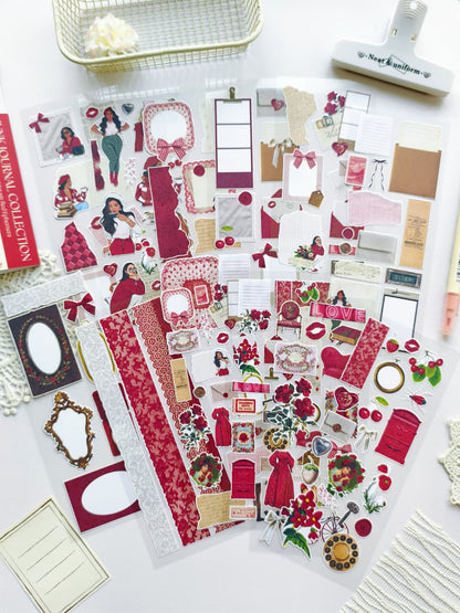 Collection of decorative paper sheets with various designs on a white surface.