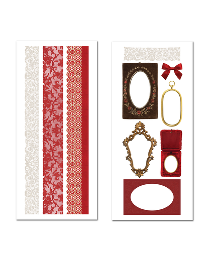 red vintage aesthetic sticker sheets for journaling and scrapbooking