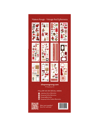 parisian vintage red sticker set for planner and scrapbook spreads