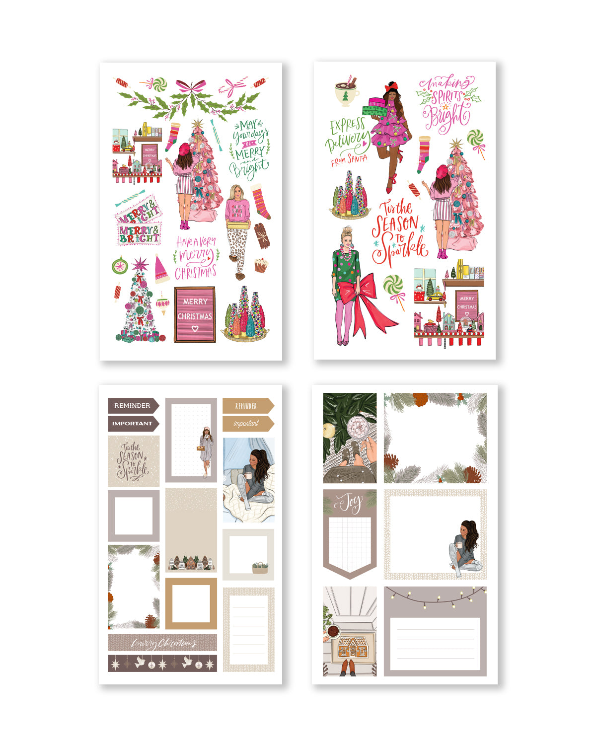 Enchanting stickers that illustrate cozy winter scenes and joyful motifs, ideal for infusing planners and journals with holiday spirit.