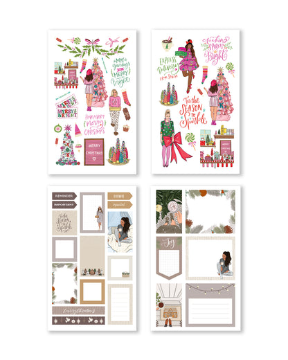 Enchanting stickers that illustrate cozy winter scenes and joyful motifs, ideal for infusing planners and journals with holiday spirit.