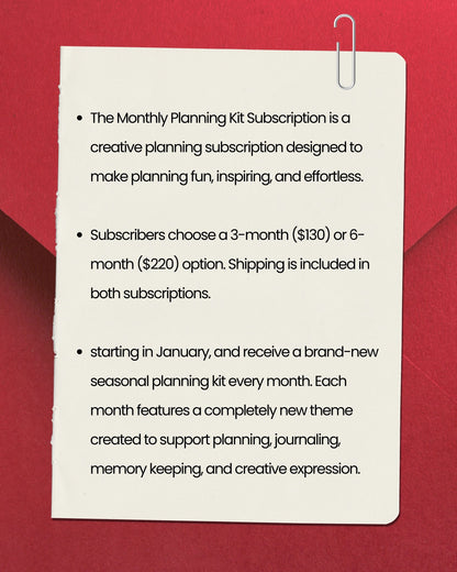 Monthly Planning Kit Subscription details