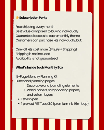 Monthly Planning Kit Subscription details
