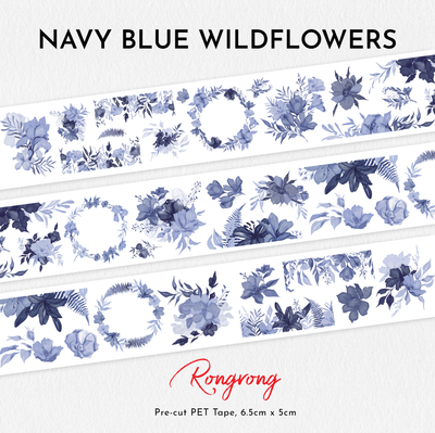 Shop Rongrong Navy Blue Wildflowers PET Tape