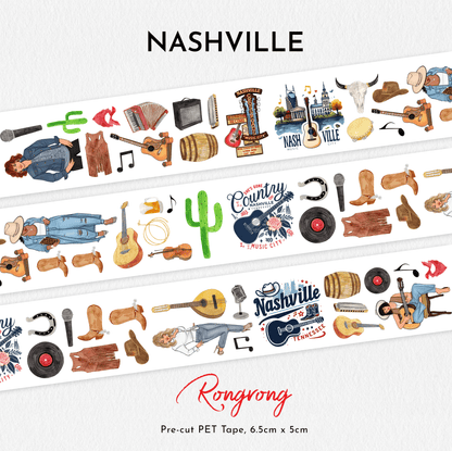 Nashville Pre-Cut PET Tape – Music & Country Stickers for