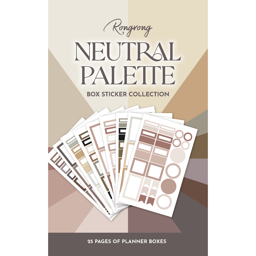 Neutral Palette Functional Box Sticker Book cover featuring elegant designs in earthy tones and minimalistic style.