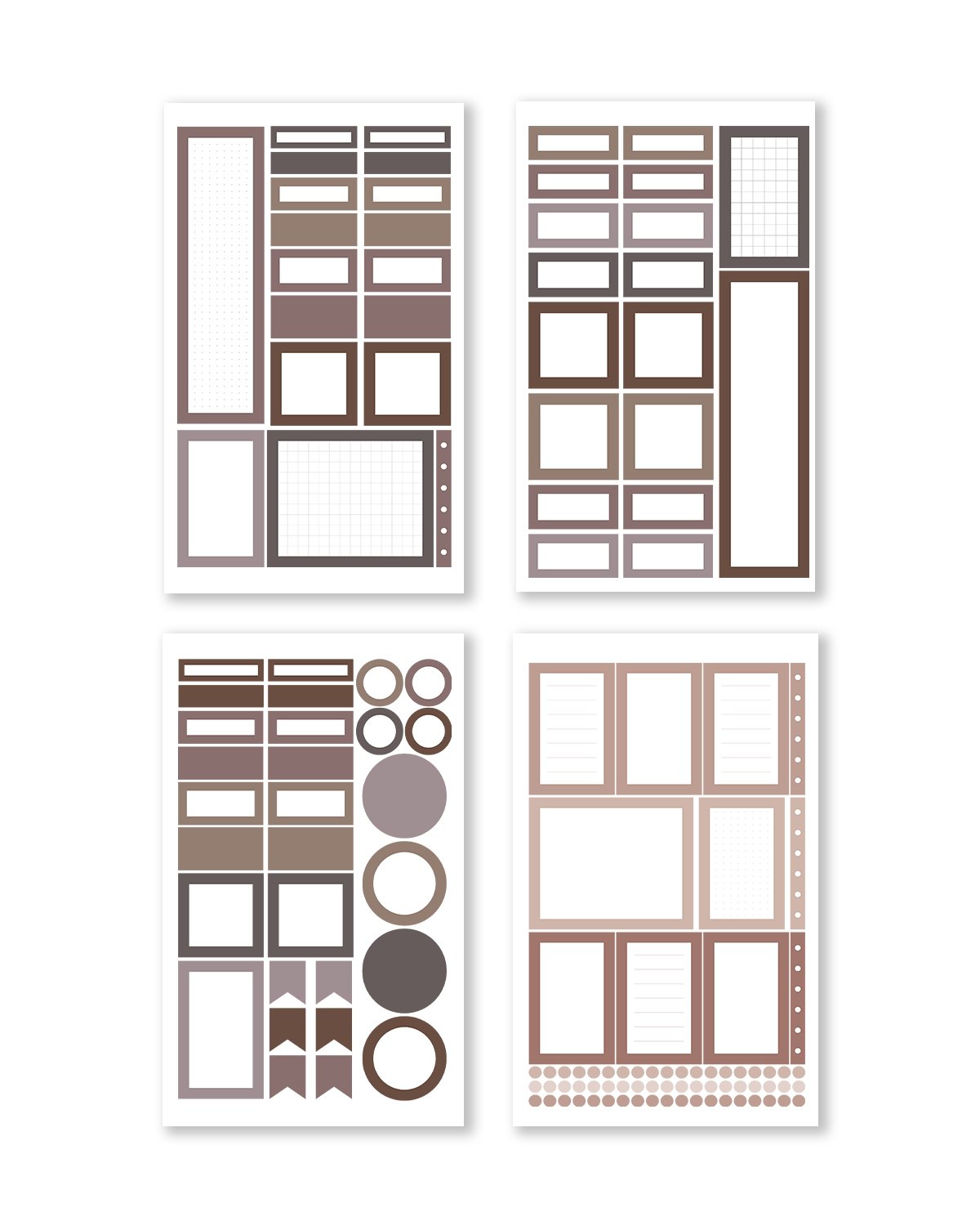 Stickers with versatile boxes in gentle neutral shades, ideal for streamlining your planning and note-taking.