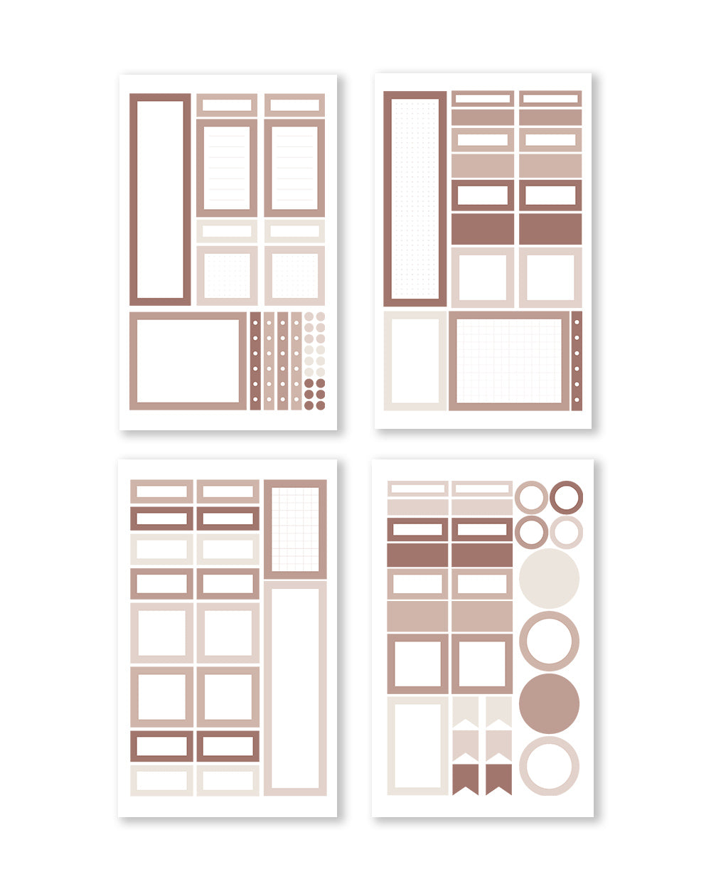 Practical stickers in muted tones, tailored for effective organization of notes and planner enhancements.