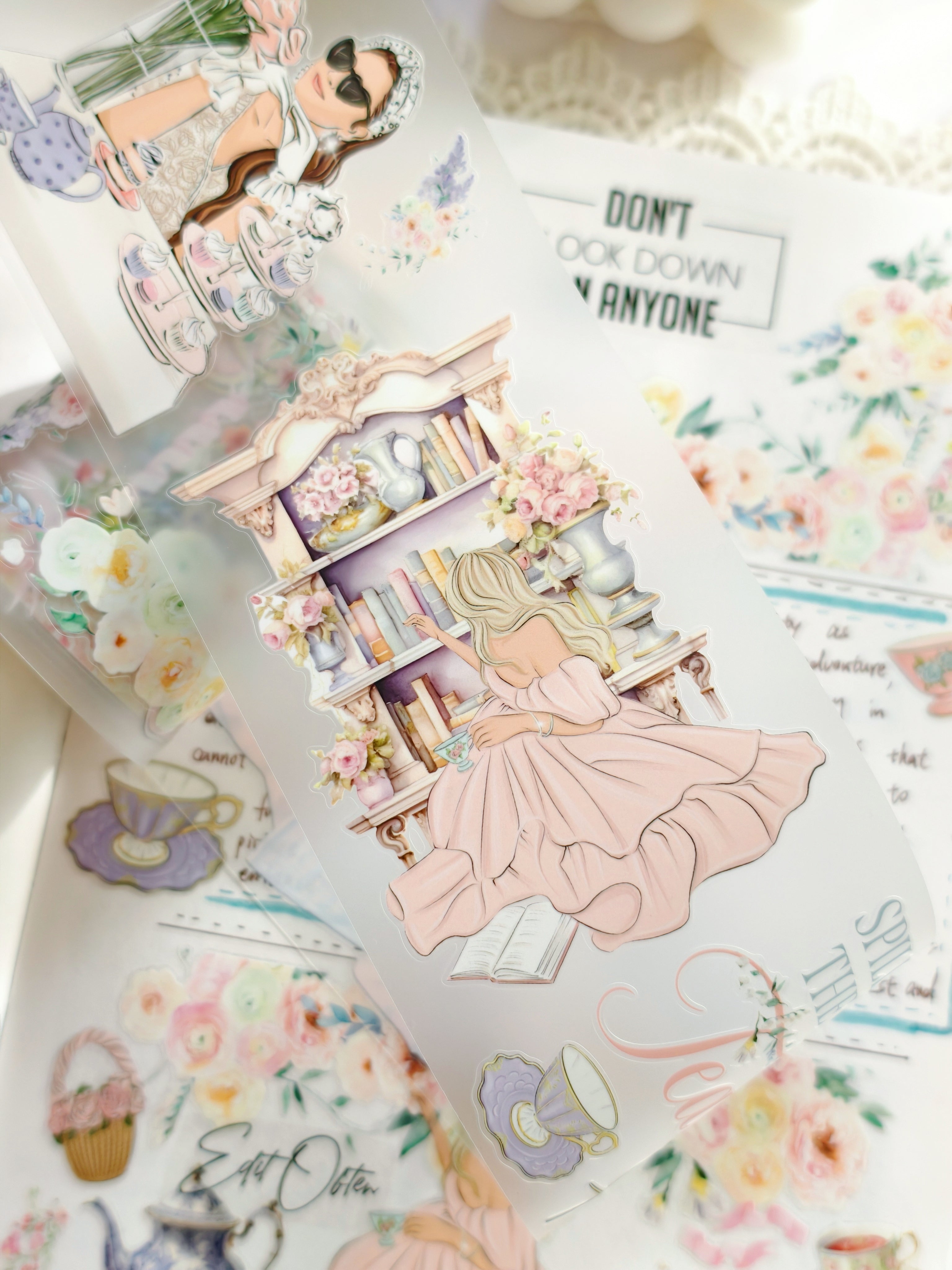 Elegant tea aesthetic journaling tape for planners and scrapbooks