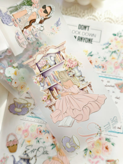 Elegant tea aesthetic journaling tape for planners and scrapbooks