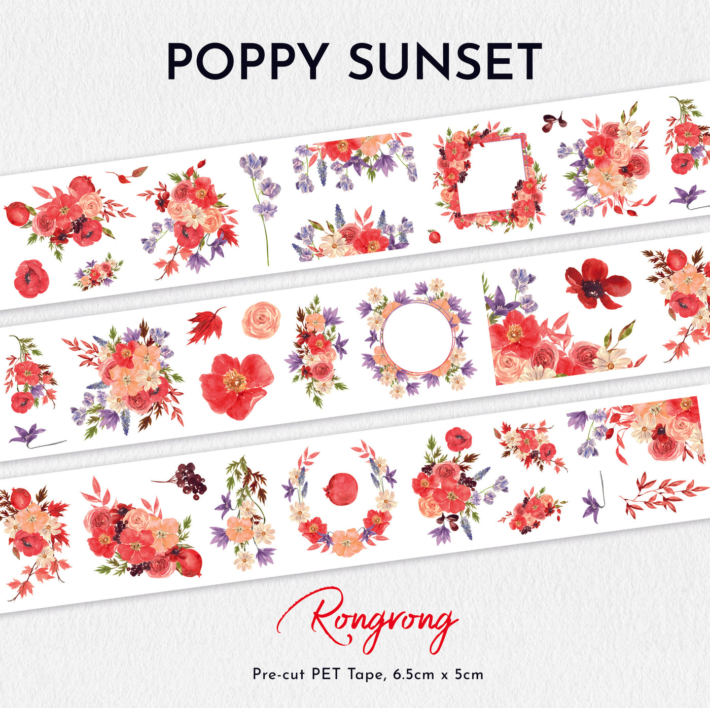 Poppy Sunset PET Tape for planner shop rongrong