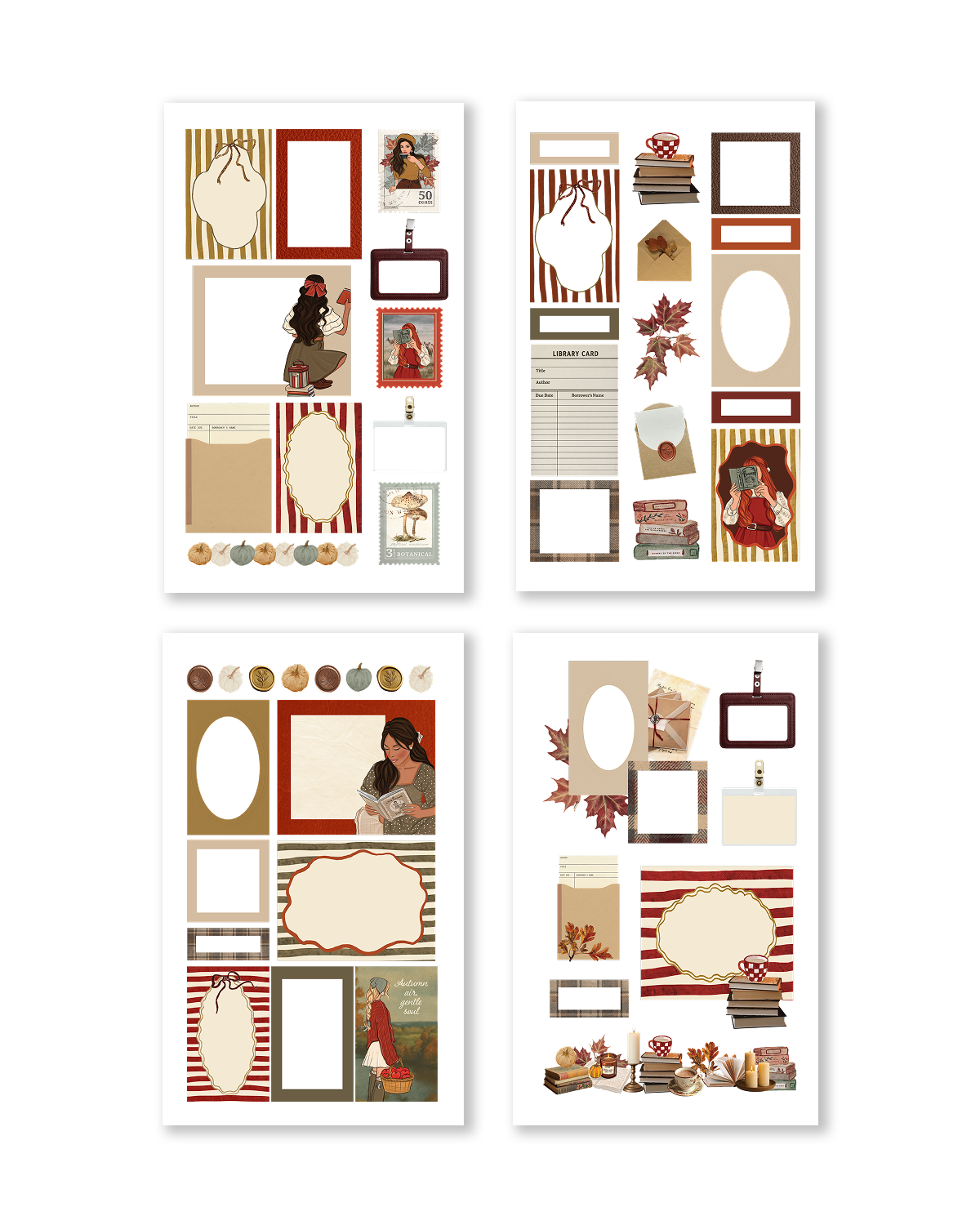 Fall aesthetic stickers featuring outfits, pumpkins, coffee, and cozy lifestyle elements