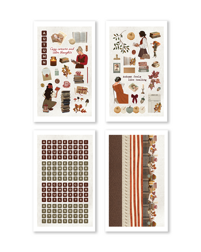 Fall color alphabet and number stickers for planners and journaling personalization