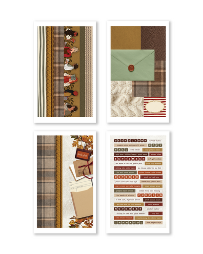 Round alphabet stickers in neutral autumn tones with bow divider element