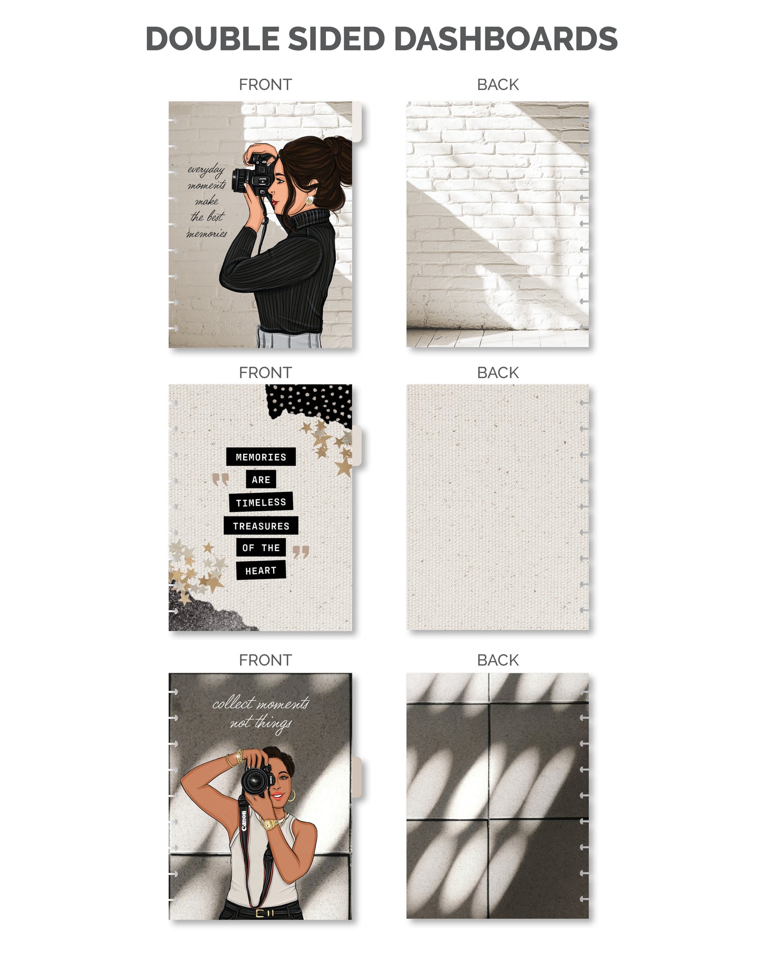 Memory Keeping Planner set with 12 illustrated monthly tabs