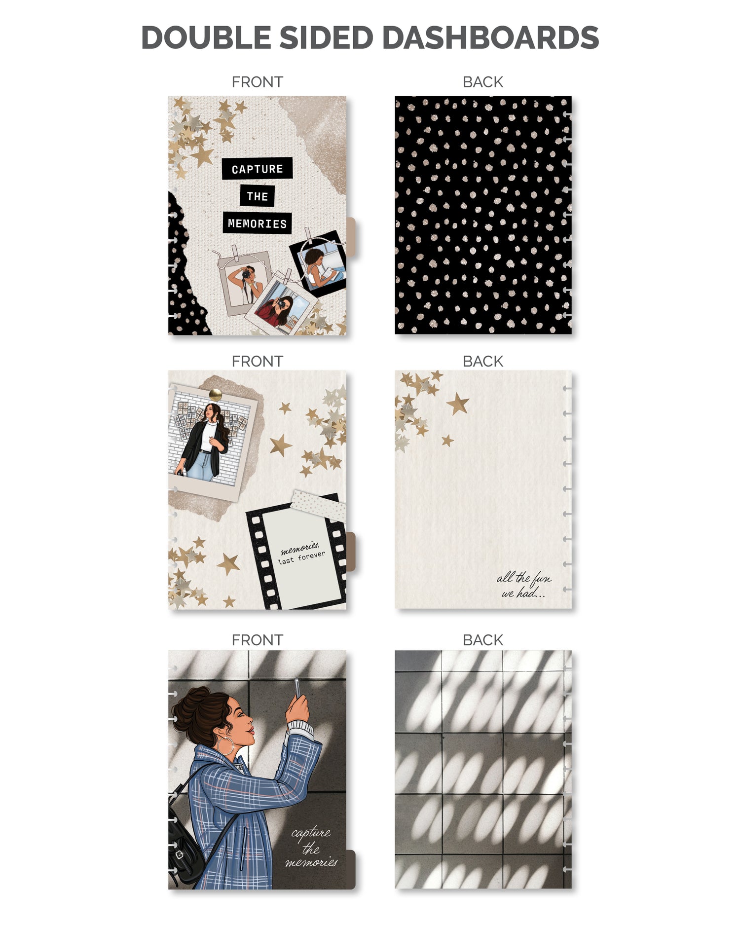 Close-up of planner divider tabs for monthly organization
