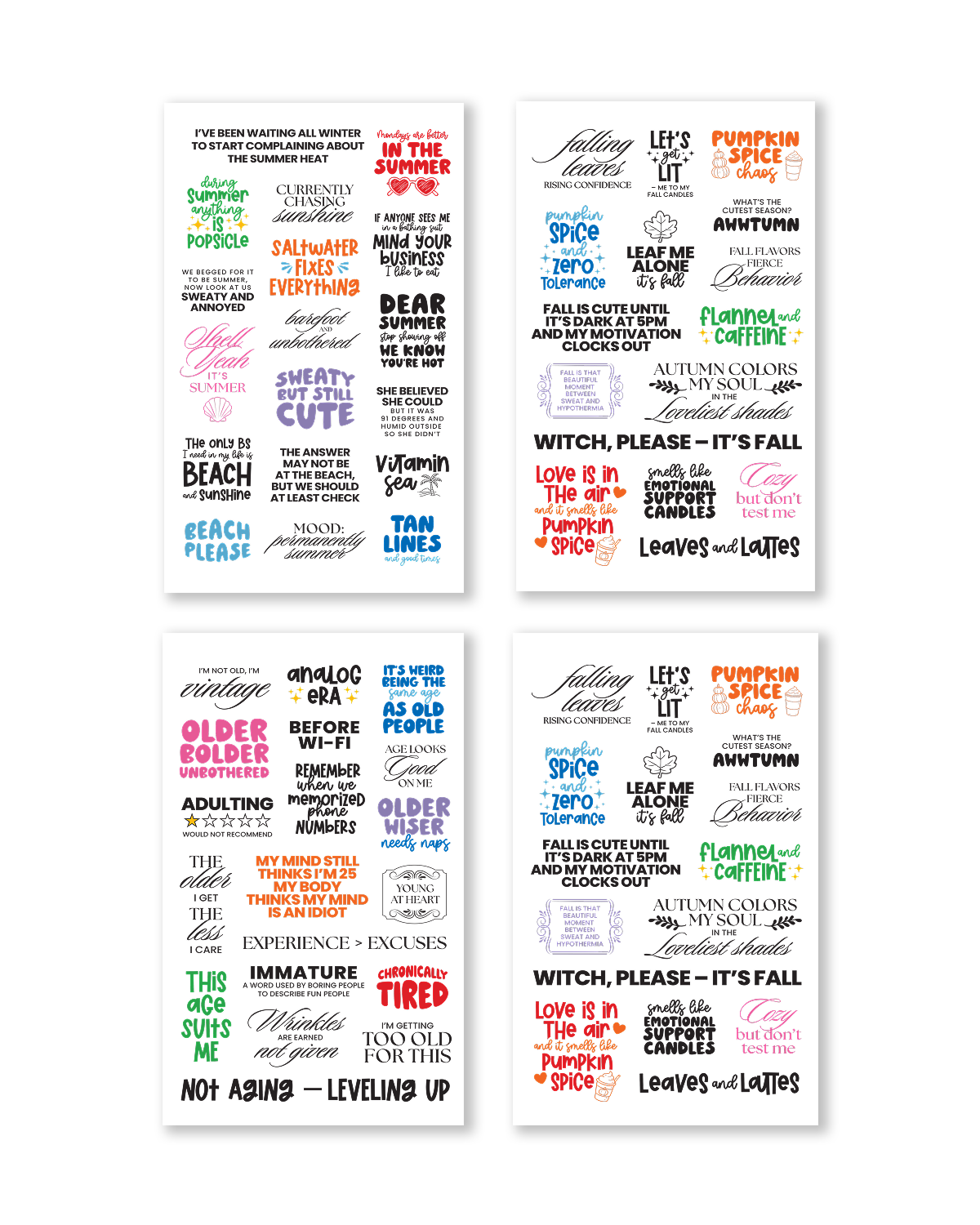 pages of quote stickers
