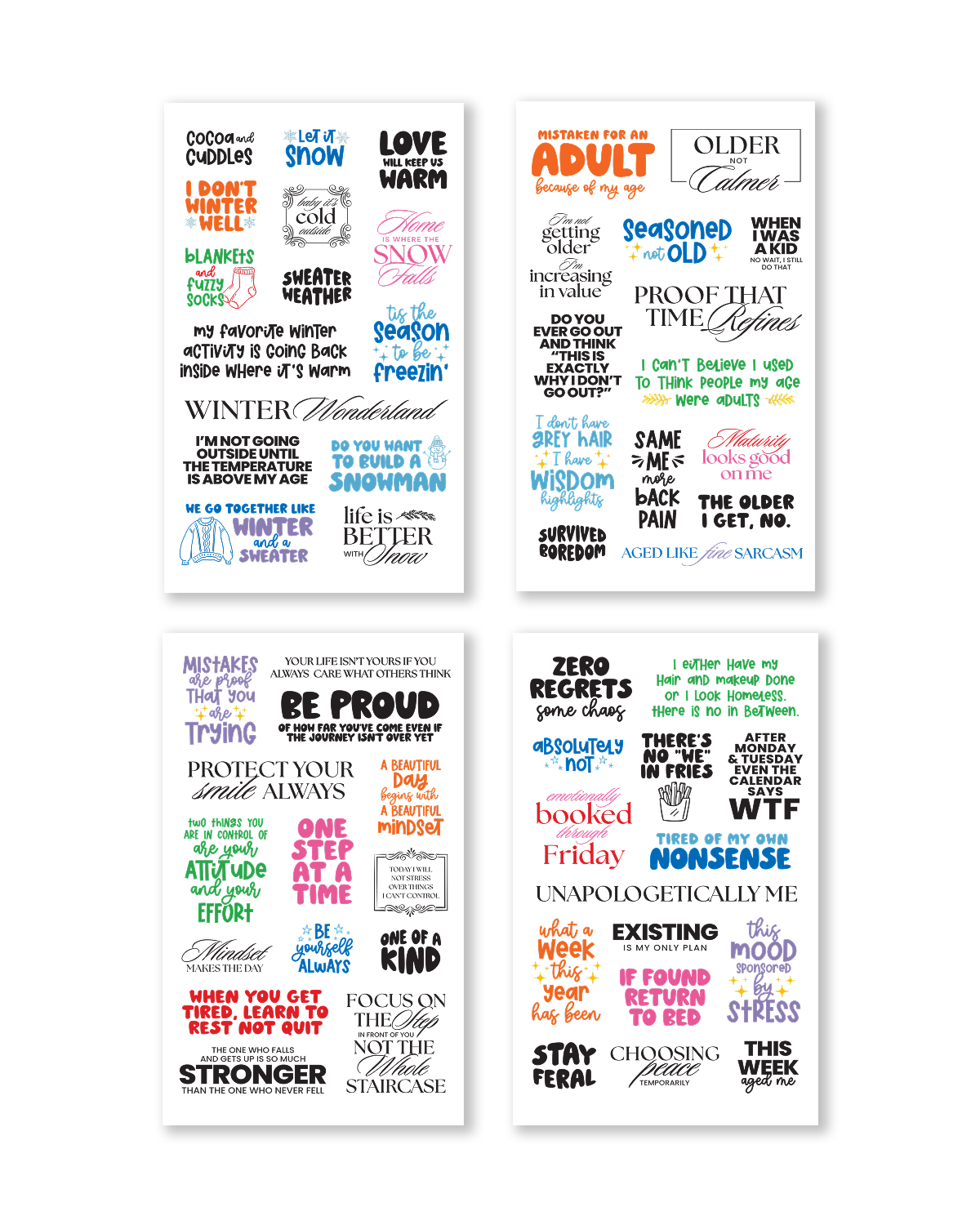 pages of quote stickers