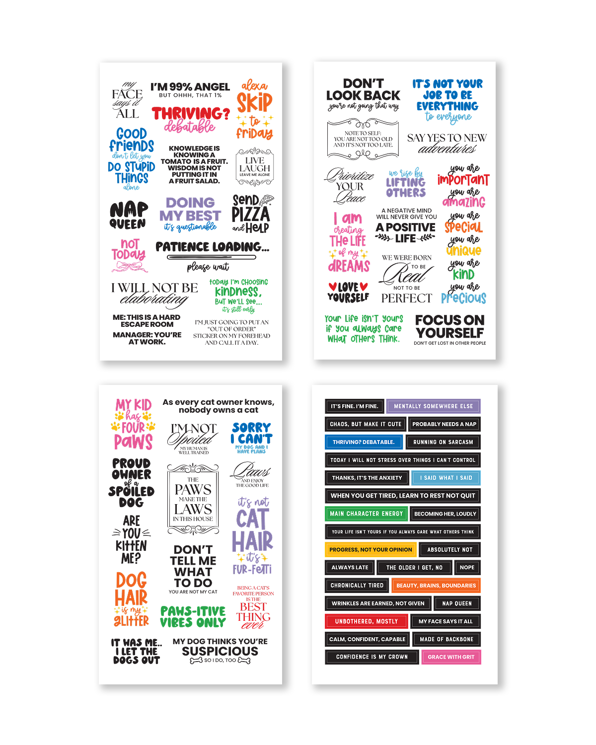 pages of quote stickers