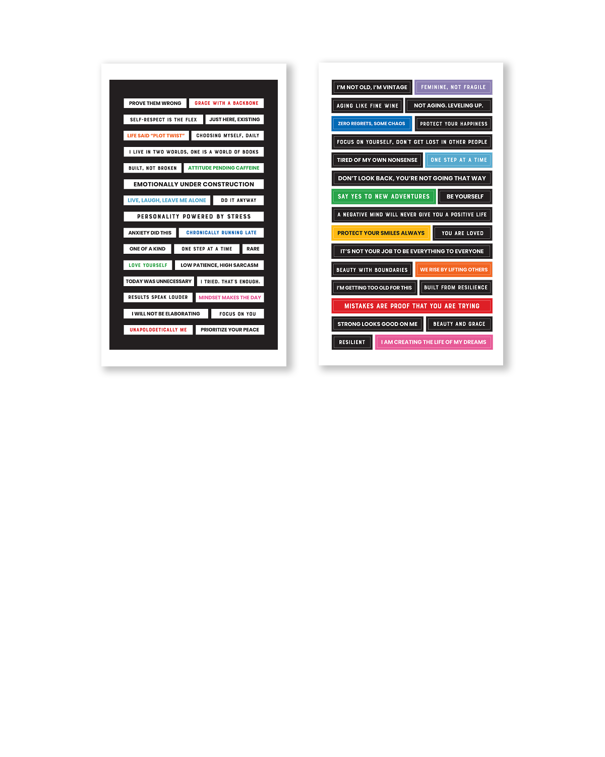 pages of quote stickers