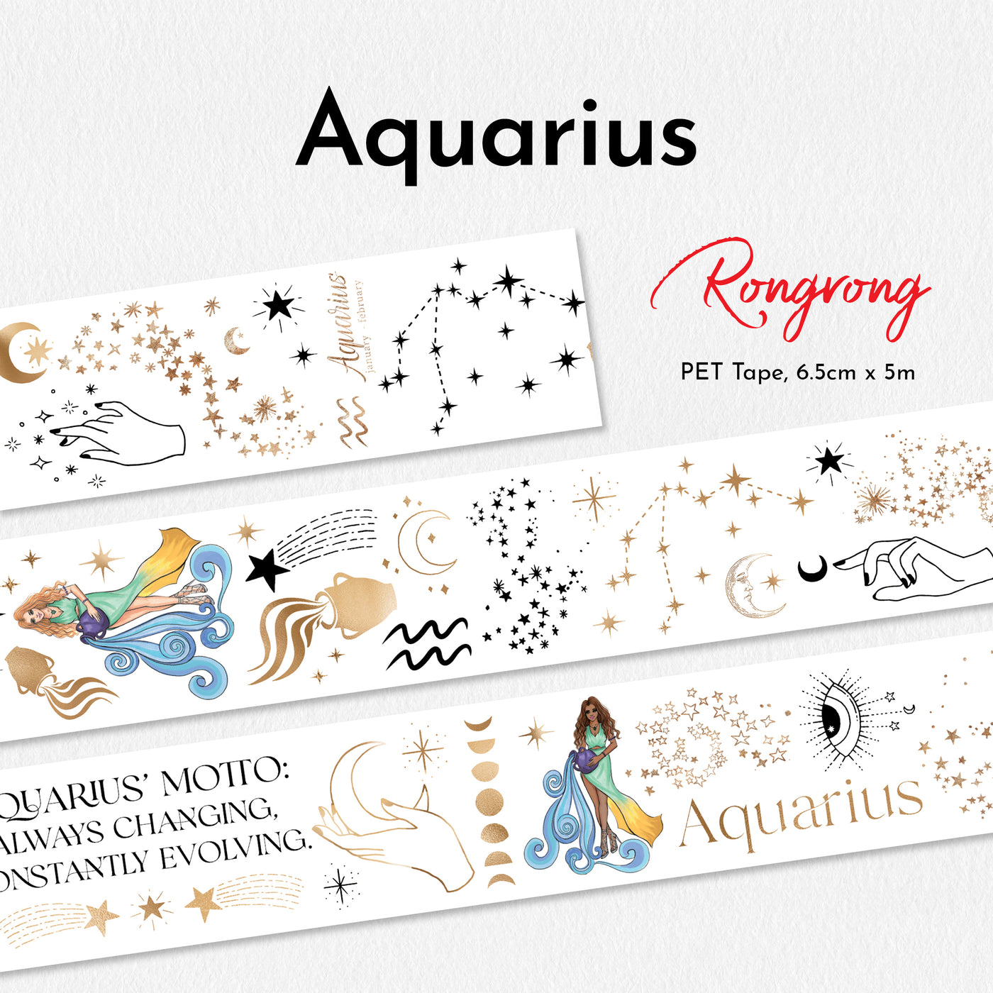 Shop Rongrong Zodiac Collection Aquarius PET Tape Flat Lay