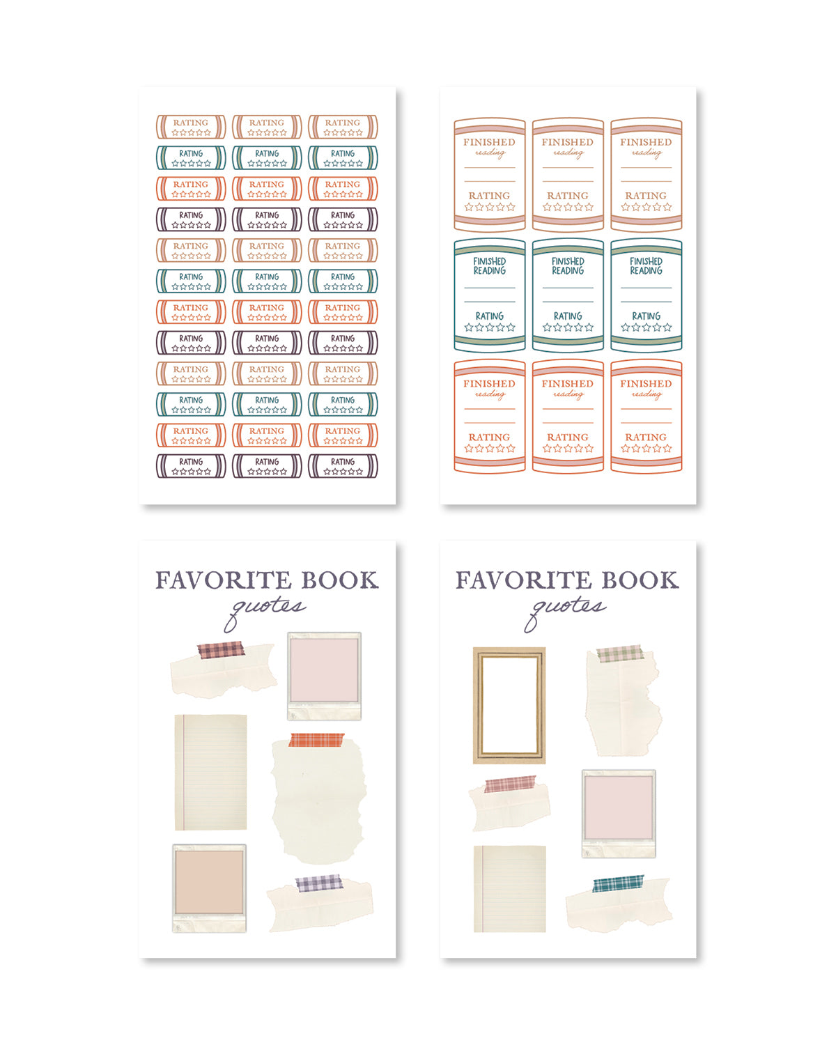 Set of planner stickers with titles like &