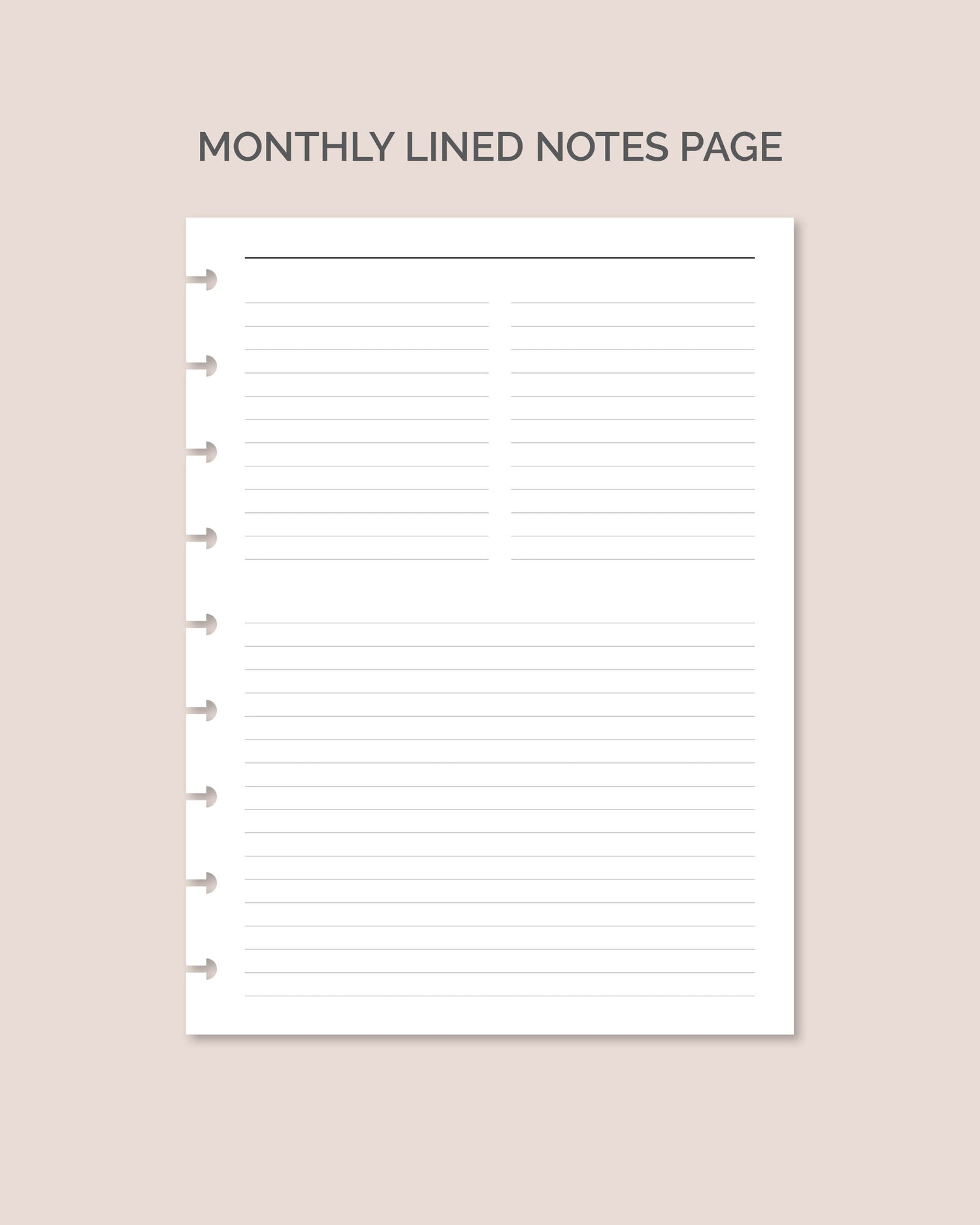 12-month Undated Dashboard Layout Planner Insert