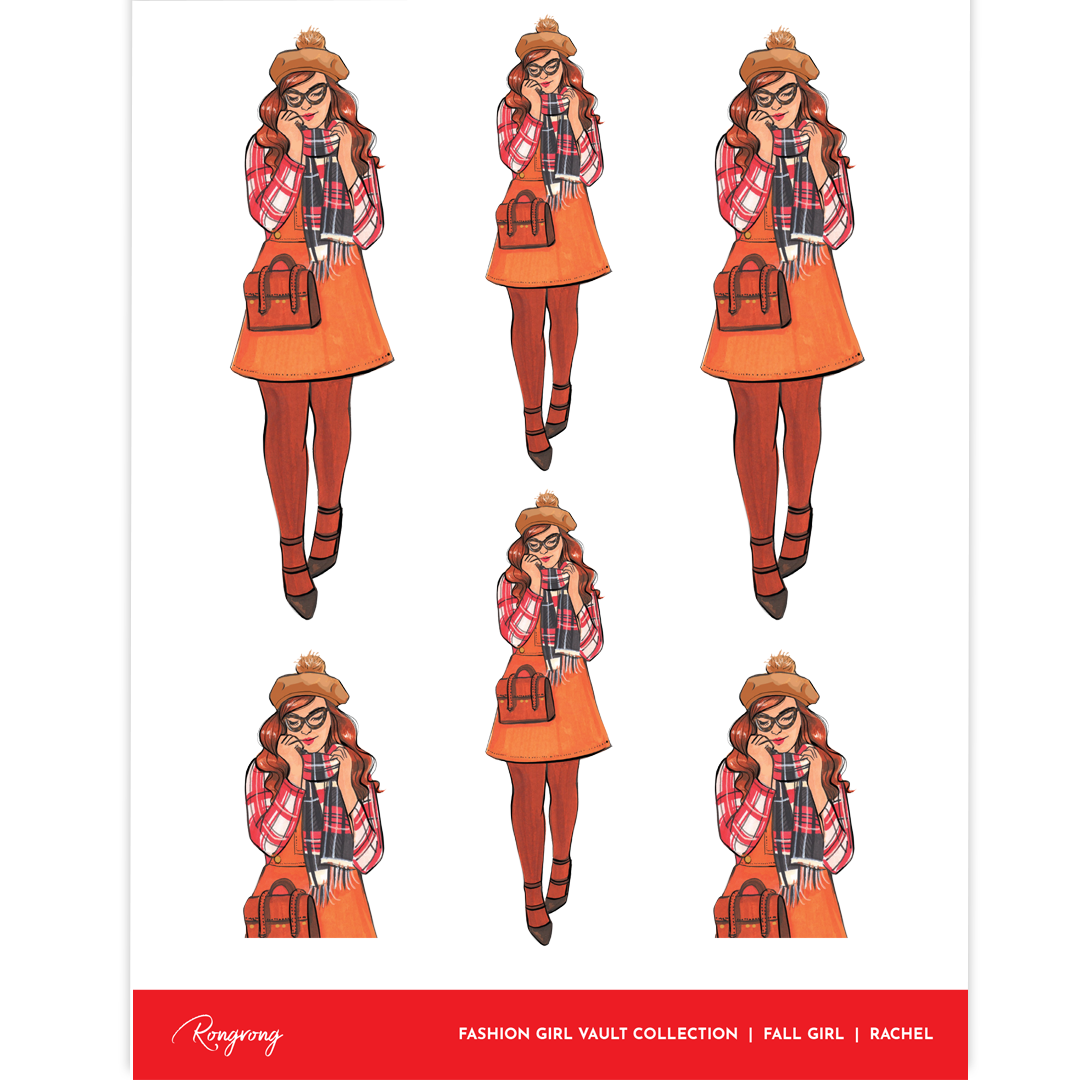 Fall Sticker Pack Girl (Rachel) Planner Sticker Sheet Rongrong Vault