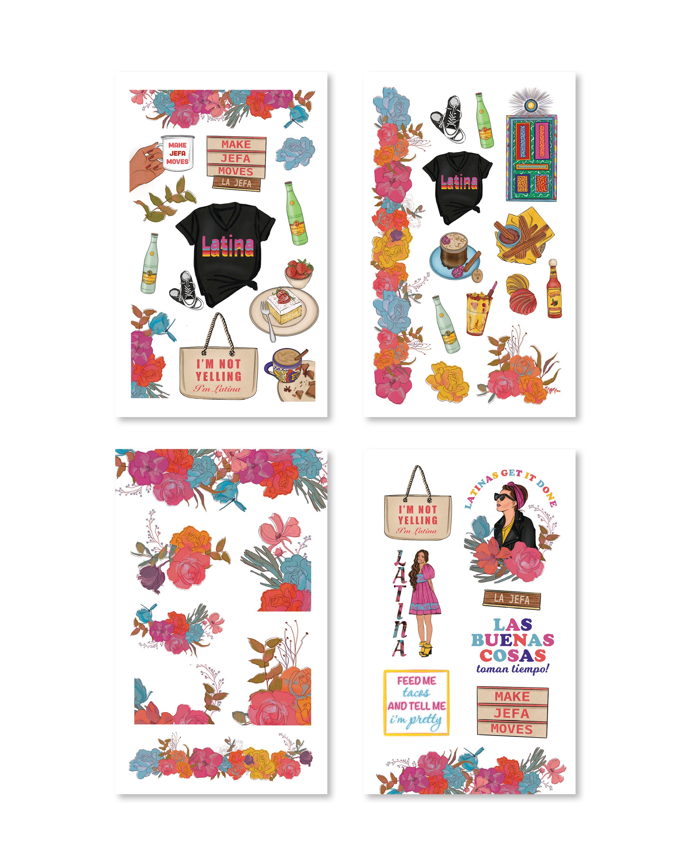 These stickers showcase festive imagery, including papel picado and bright floral designs, perfect for enhancing your planner.