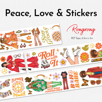 Shop Rongrong Peace Love Stickers PET Tape; Washi Tape