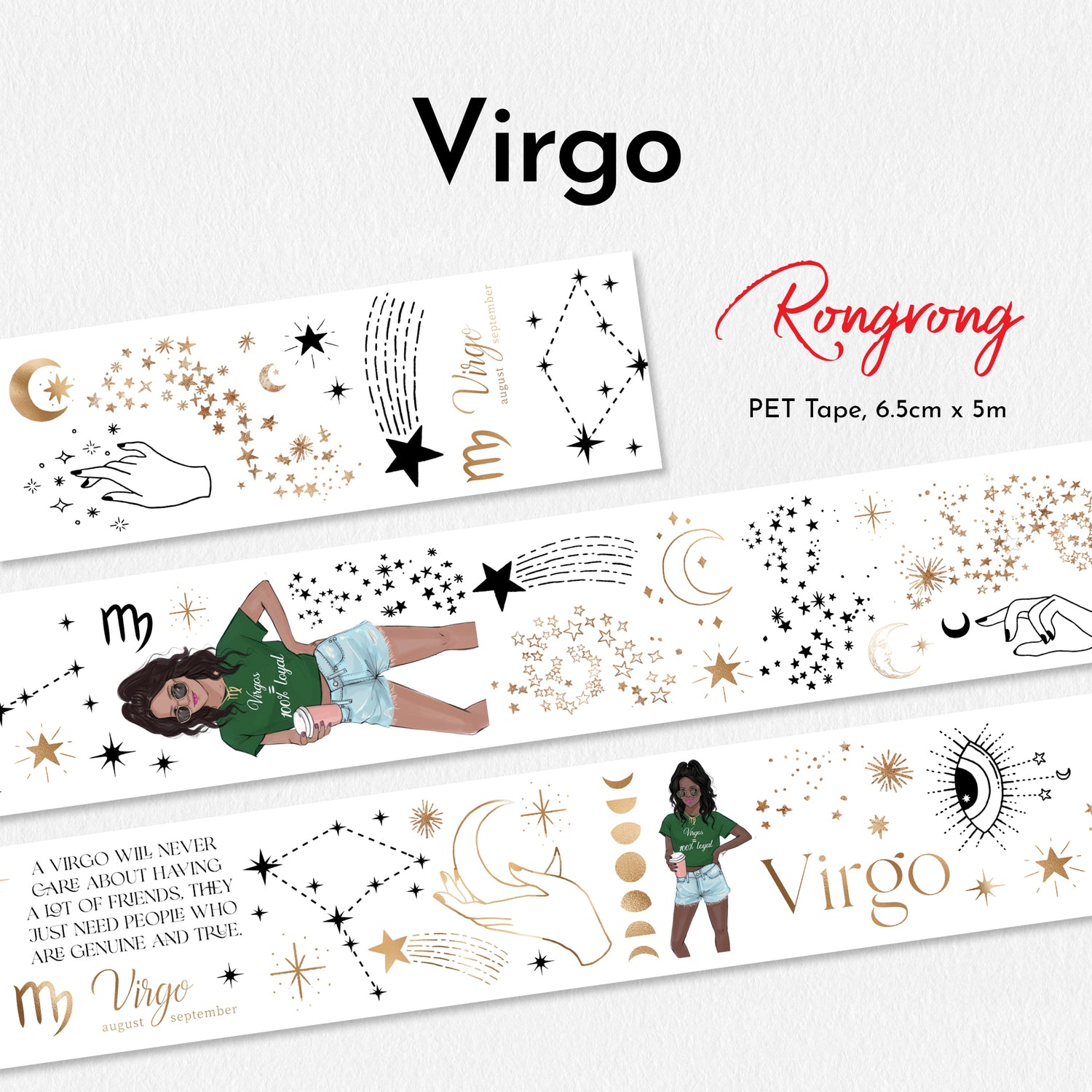 Shop Rongrong Zodiac Collection Virgo PET Tape Flat Lay