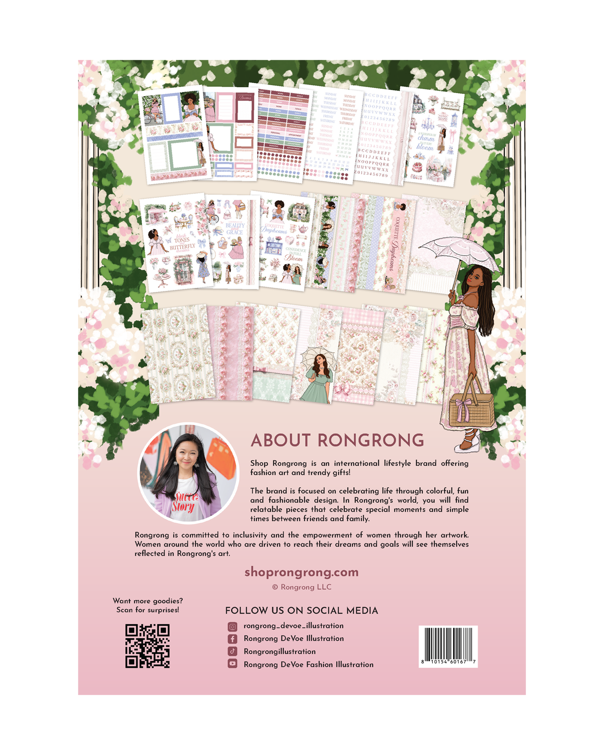 Romantic pastel planner sticker kit with floral garden theme