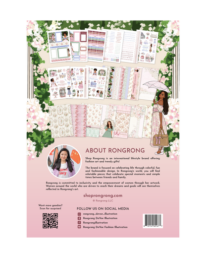 Romantic pastel planner sticker kit with floral garden theme