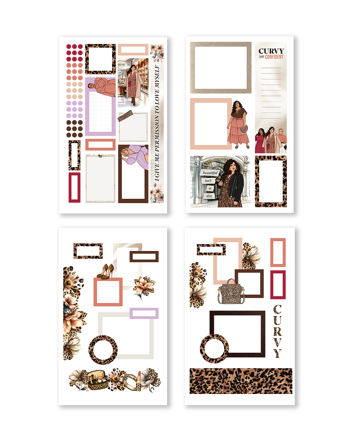 Empowering curvy girl stickers for planners and journals