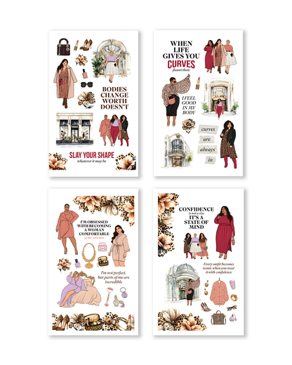 curvy girl themed fashion stickers for journaling