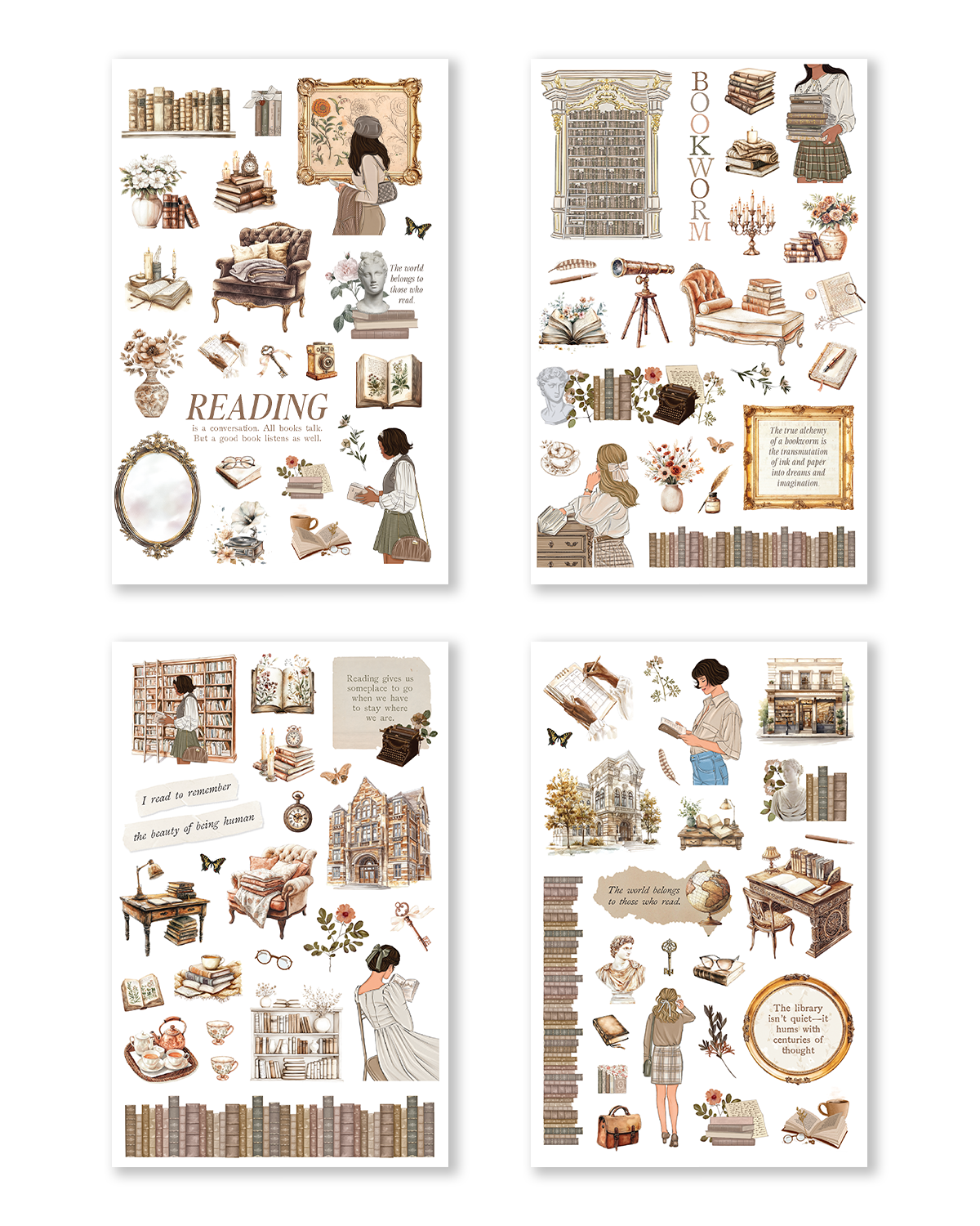 Planner stickers for book lovers with Hobonichi Cousin layout