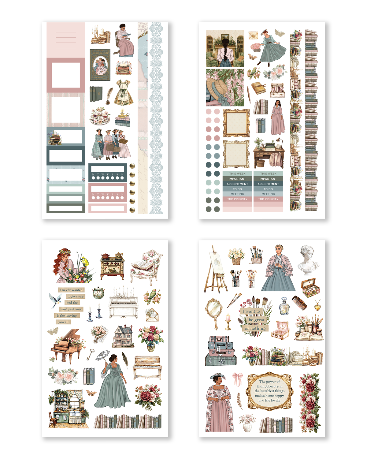 Functional and decorative reading stickers for planners