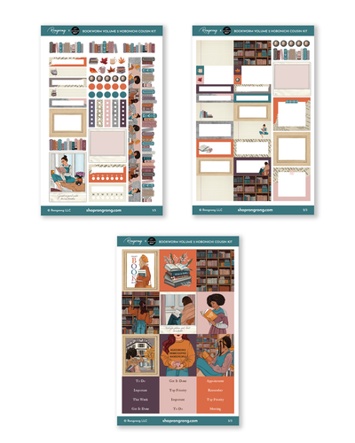 Shop Rongrong Bookworm Vol. 2 Hobonichi Sticker Kit Layout