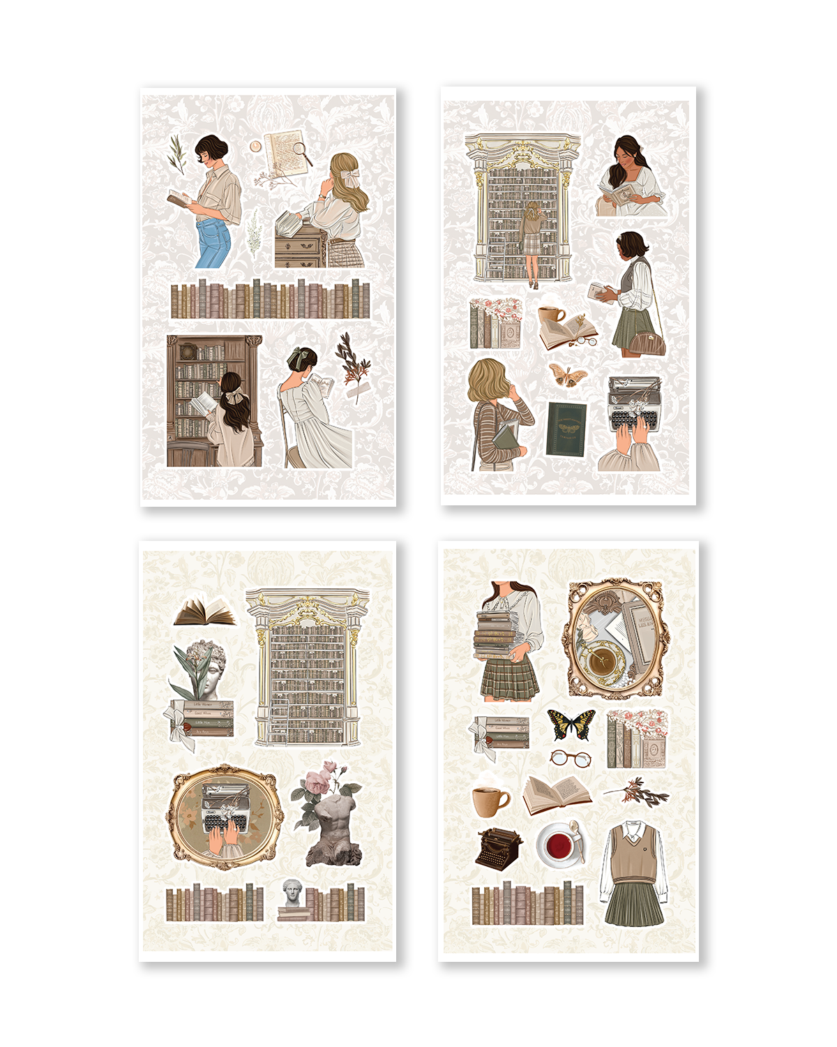 Delightful stickers illustrating cozy reading scenes, like comfy chairs and steaming mugs, perfect for enhancing planners.