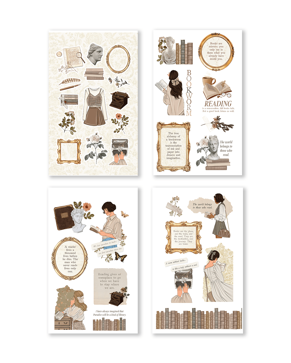 Collection of planner stickers featuring headers like 'To Read' and 'Book Club,' adorned with playful designs and book motifs.