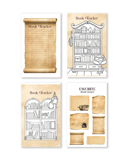 Stickers with charming literary motifs and cozy scenes, perfect for enriching scrapbook layouts and creative crafts.