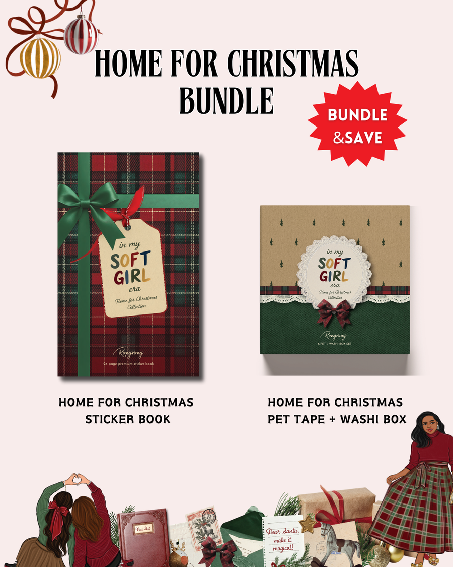 Home For Christmas Sticker Book and PET/Washi Box Bundle