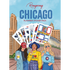 Sticker pack cover featuring vibrant illustrations of Chicago landmarks and skyline in bold colors.