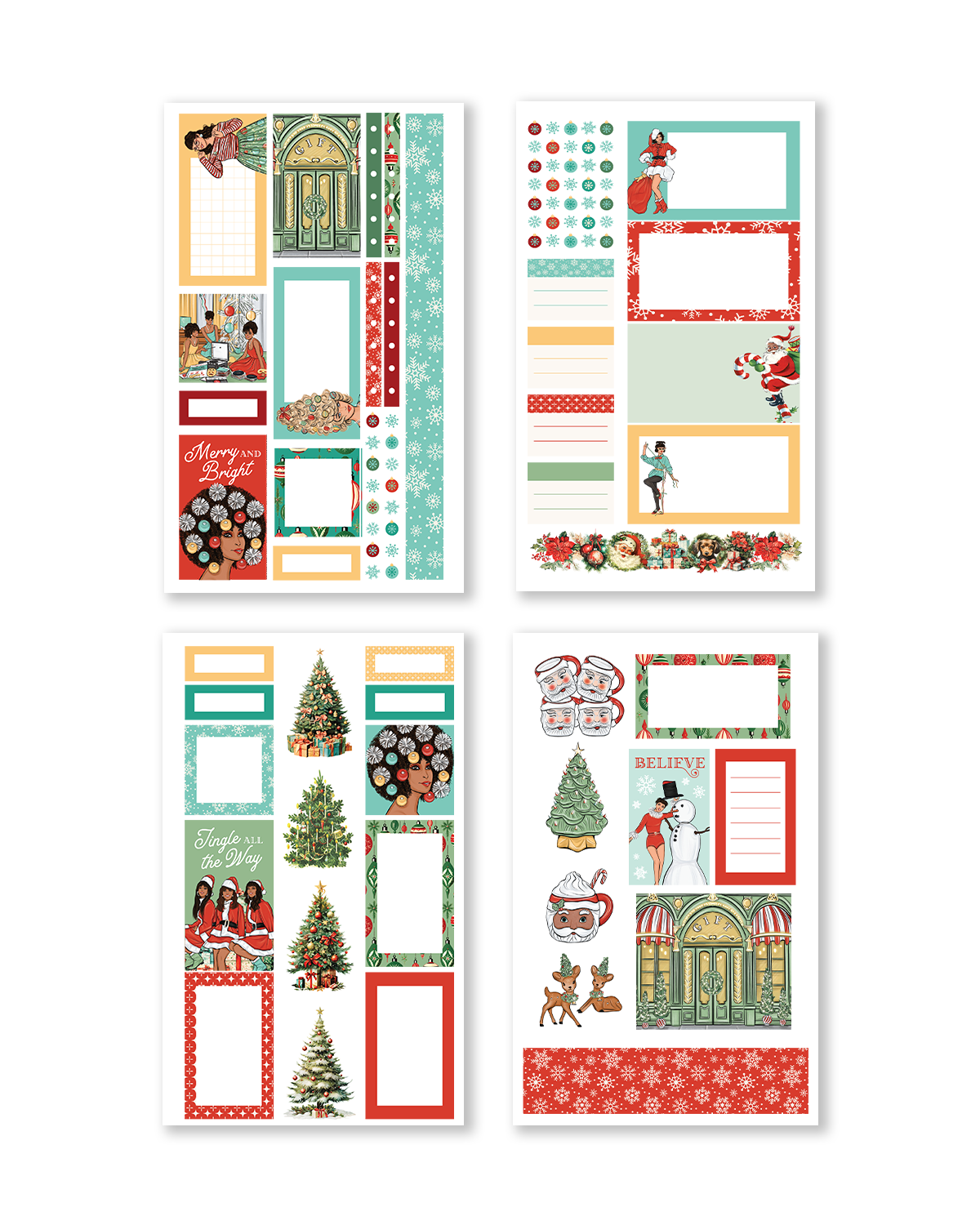 The sticker book features diverse designs in bright hues, perfect for decorating planners with seasonal flair.